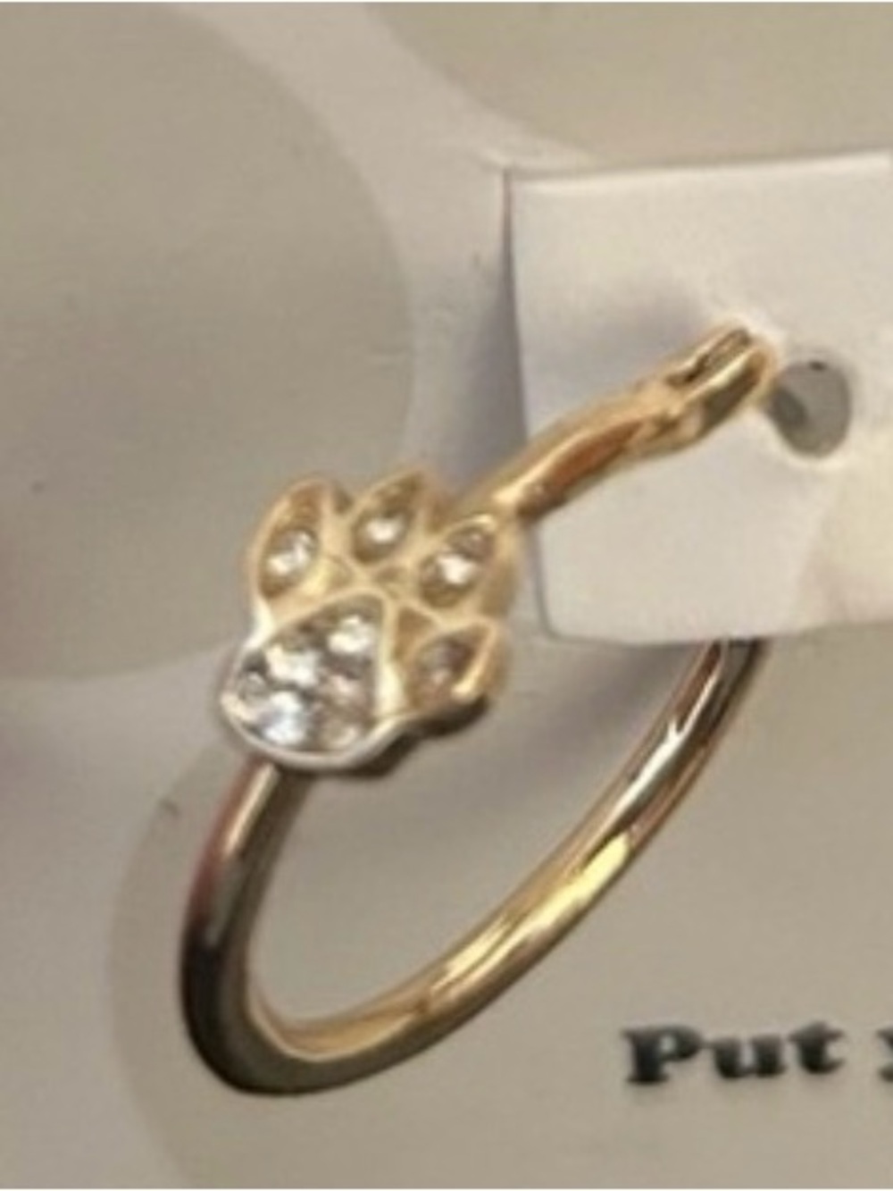 Gold and Crystal Dog Paw Hoop Earrings NEW Whiskers